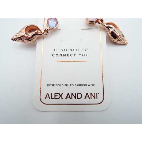 Alex and Ani Swarovski Crystal Rose Gold Filled Shell Earrings - Picture 4 of 8